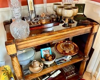 3 Tier Oak Shelf with Glass Shelves