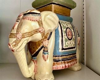 Pair of Small Ceramic Painted Elephant Stools