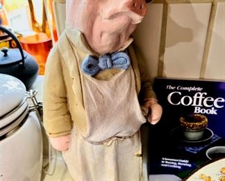 Ceramic Pig Chef Statue