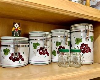 Set of 4 Grape Design Canisters
