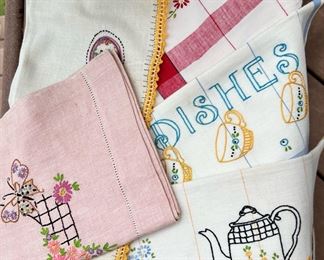 Assortment of Embroidered Dish Towels