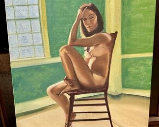 Oil Painting Portrait of Nude Woman by Hal Yaphe