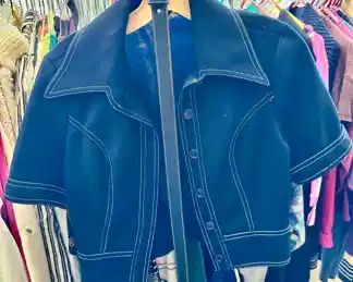 Blue Denim Cropped Jacket with Matching Belt
