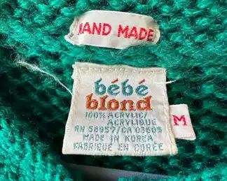 Size Medium Bebe Blond Green and Blue Zip Up Jacket