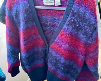 Size Large, Purple/Pink/Blue LeModa Hand Loomed Sweater/Cardigan