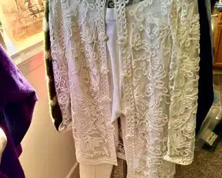 Size Large Weidi White Lace Button Up Cardigan