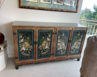 Chinoiserie Sideboard with Black Lacquer Inlay