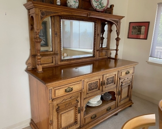 Ornately Carved Victorian Sideboard with Mirror