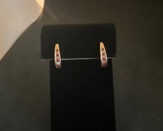 14KT GOLD RUBY AND DIAMOND EARRINGS