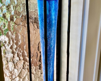 Blue Crackle Glass Vase with Stand