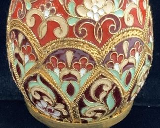 Enamel Cloisonne Gold Tone Egg with Stand
