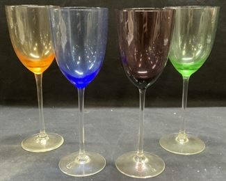 Set 4 Colored Crystal Wine Glasses
