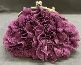 Purple Ruffle Lace Handbag
