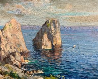 Signed Vintage Seascape Oil Painting
