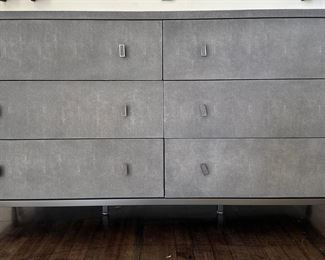 Mitchell Gold & Bob Williams Hollywood Regency Style Solange 6 Drawer Dresser In Faux Shagreen