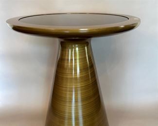 Mitchell Gold & Bob Williams Addie Dining Table: 48" Round Glass Top With Base In Bronze Finish
