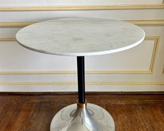CB 2 Hackney Marble Cocktail Table In Banswara White Marble And Aluminum
