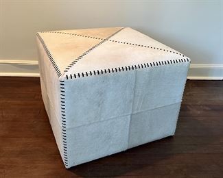 Jamie Young Co. Large Square White Hide Ottoman