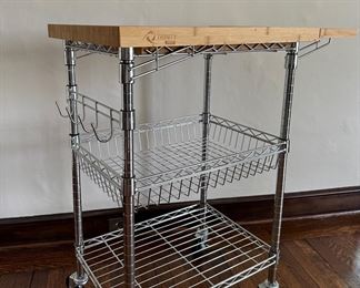 Trinity Pro Ecostorage Chrome And Bamboo Kitchen Cart