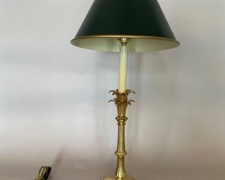 Brass French Table Lamp With Metal Shade