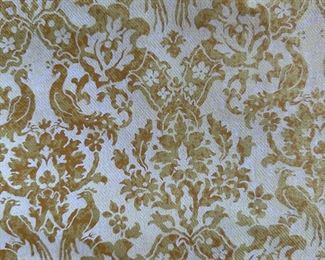 Fortuny Hand Printed Classic Damask Pattern On Cotton Partial Bolt Of Fabric