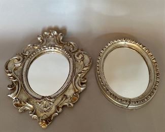 Two Small Decorative Silvered Wood Mirrors