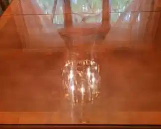 Rectangular Double Pedestal Table w/ Leaf and Six Chairs (includes two captain)