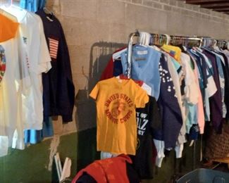 3 racks vintage clothes in basement