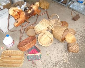 Baskets and vintage Wonder Horse rocker