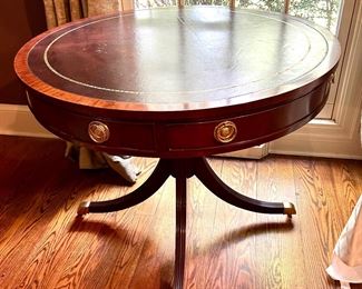 Round Leather Top Table by Council Furniture