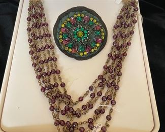 Prada Brooch and Stephen Dweck Necklace