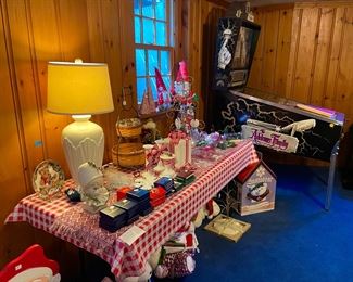 Side View of Pin Ball Machine and Christmas 