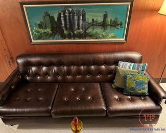 MCM Chrome Tufted Black Sofa