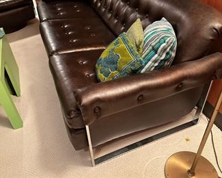 MCM Chrome Tufted Black Sofa