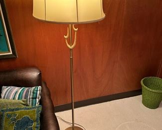 1960's MCM Ceramic Sculpture and Brass Floor Lamp