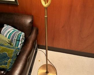 1960's MCM Ceramic Sculpture and Brass Floor Lamp