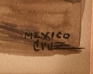 Original Mexican Watercolors Signed CRUZ
