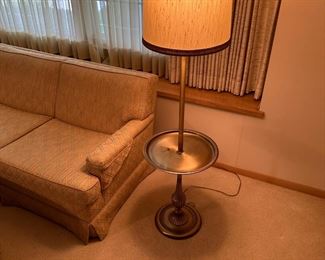 Vintage Brass Hollywood Regency Lamp with Brass Table