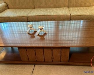 Vintage MCM Coffee Table with Copper Accents
