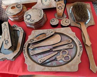 Bakelite Vanity Dresser Set Includes Clock