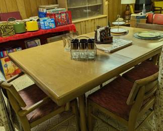 Mid Century Chairs and Table has 2 leaves + pads