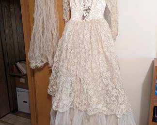 Antique Wedding Dress and Veil