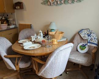 Butcher Block Table with Leaf and 4 Chairs