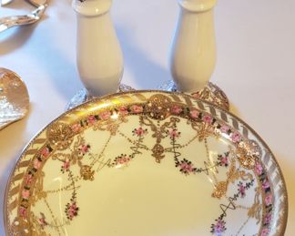 Signed Nippon Candlesticks and Bowl