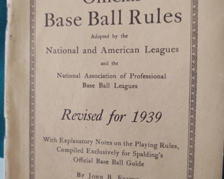 1939 Baseball Rules