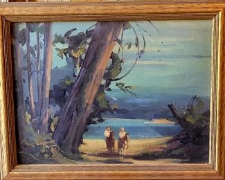 "Two Horse Riders" original oil painting