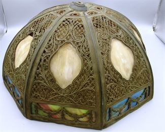 16 Panel Slag Glass Lamp Shade - Needs Repair