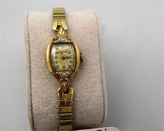 14k Gold Bezel Bulova Ladies Watch