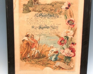 Large Antique Marriage License