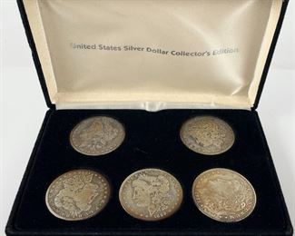 1879-1921 U.S. Morgan 90% Silver Dollar Collector�s Edition Coin Set W/ Certificate: 1879-S, 1885-O, 1889-O, 1883-S, 1921
